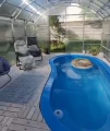 Szklarnia Botanic Rolnik 4M PRO jako zadaszenie basenu. basen w szklarni rolnik 4m pro