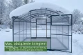Ośnieżona szklarnia Botanic Rolnik 3M PRO z podanymi parametrami konstrukcji